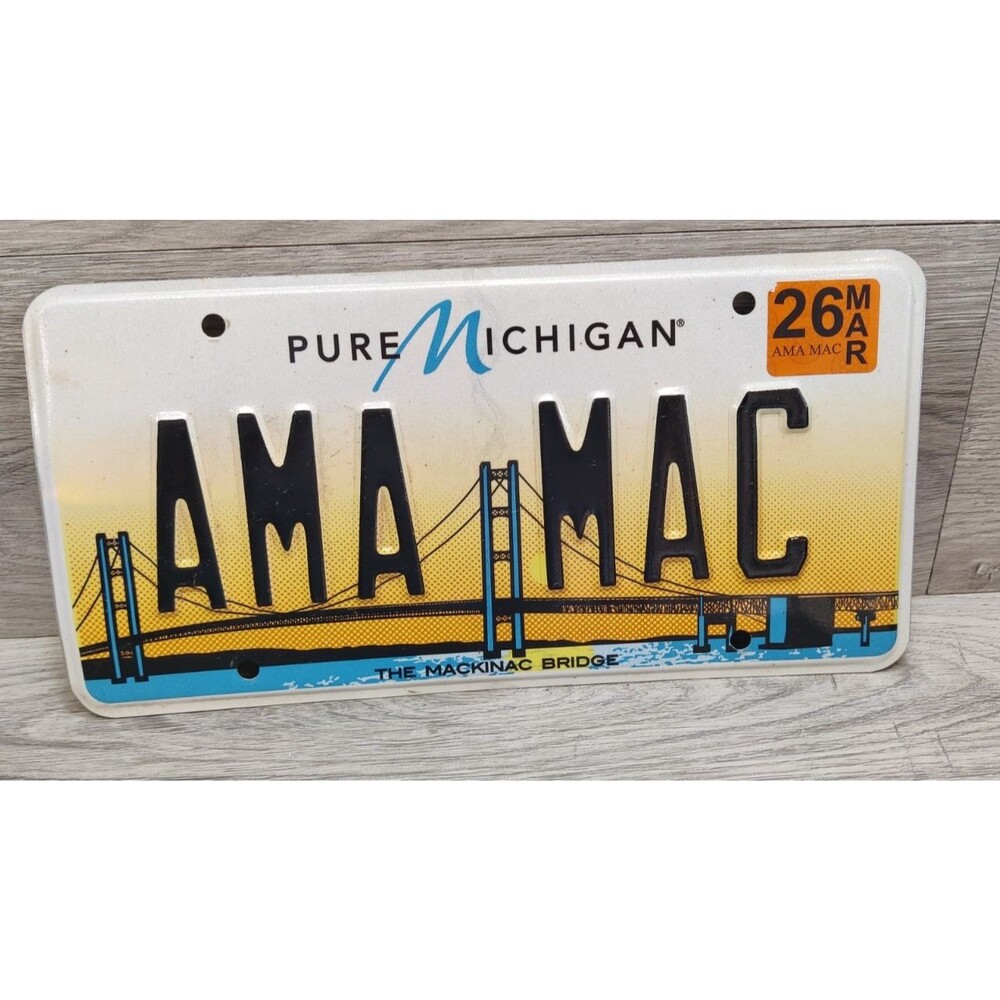 Michigan Personalized or Custom License Plate Mackinac Bridge # AMA MAC